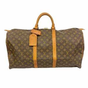LOUIS VUITTON Brown Monogram Keepall 55 Boston Bag